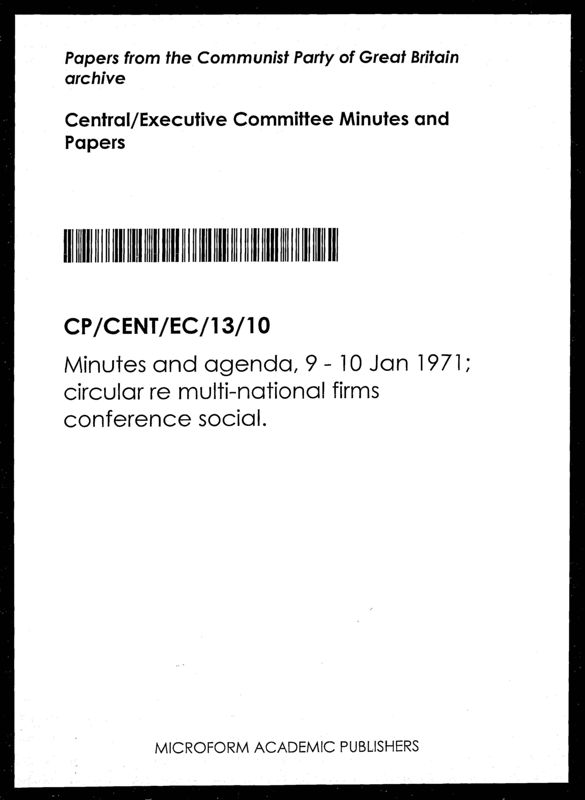 View document: Executive Committee minutes and adjacent material, January 1971.
