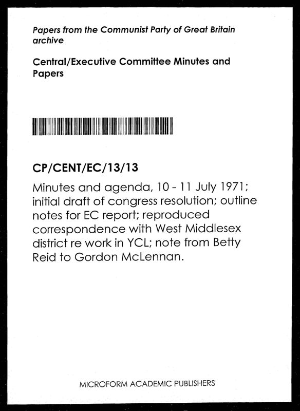 View document: Executive Committee minutes and adjacent material, July 1971.