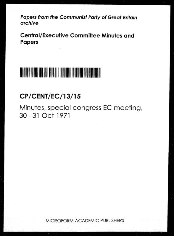 View document: Executive Committee minutes and adjacent material, October 1971.
