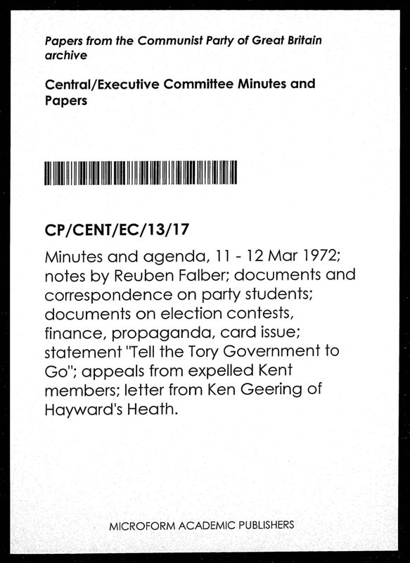 View document: Executive Committee minutes and adjacent material, March 1972.