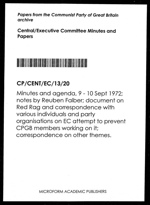 View document: Executive Committee minutes and adjacent material, September 1972.