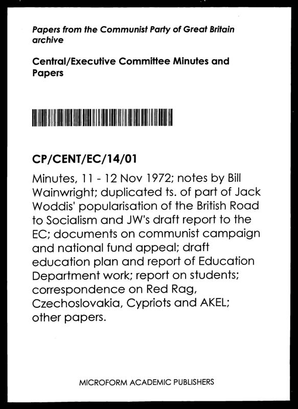 View document: Executive Committee minutes and adjacent material, November 1972.