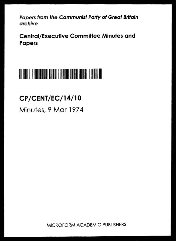 View document: Executive Committee minutes and adjacent material, March 1974.