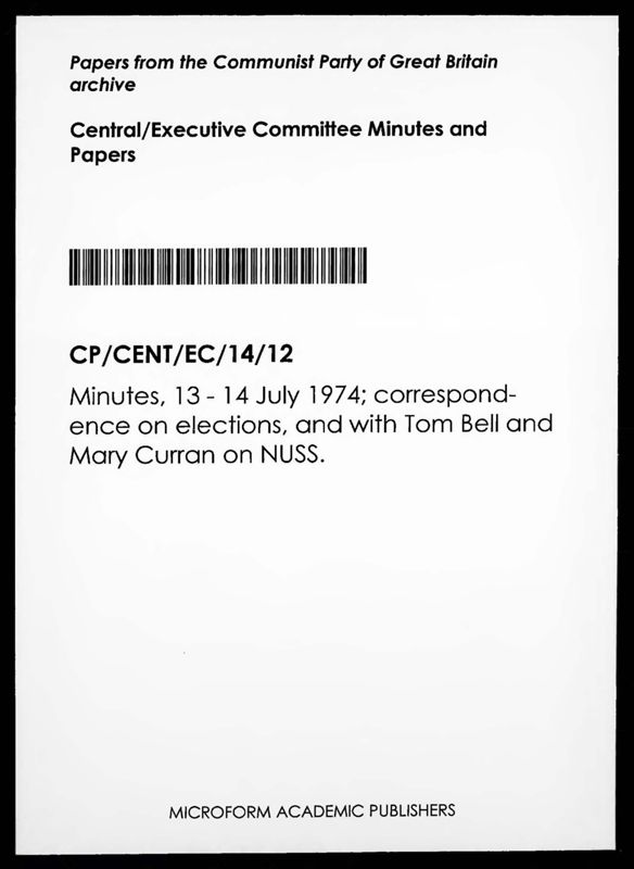 View document: Executive Committee minutes and adjacent material, July 1974.