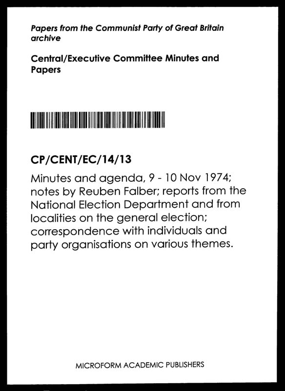 View document: Executive Committee minutes and adjacent material, November 1974.