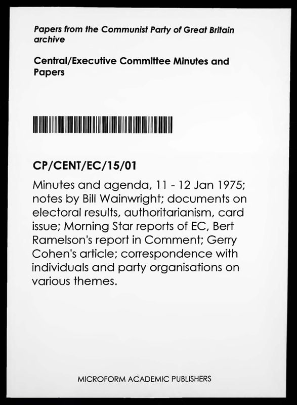View document: Executive Committee minutes and adjacent material, January 1975.