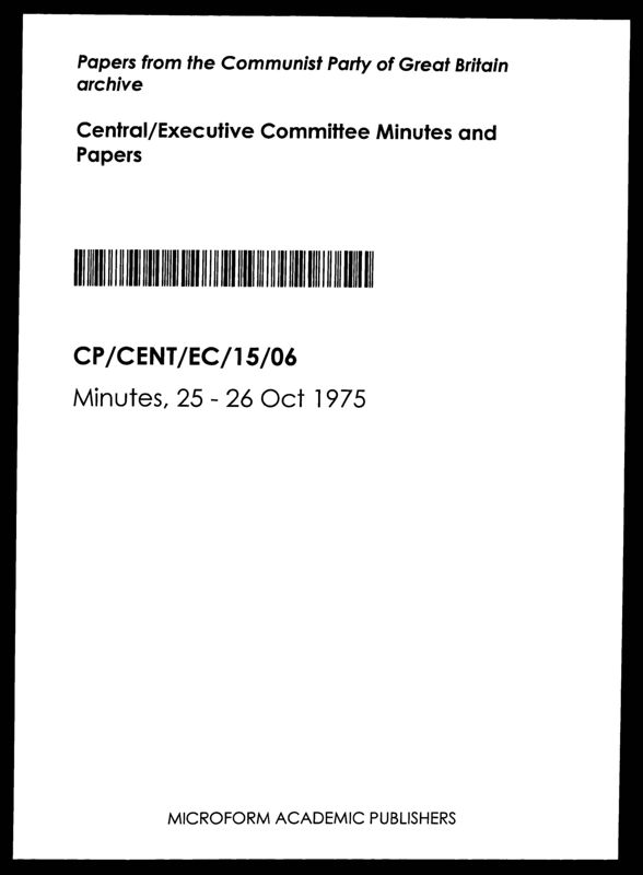 View document: Executive Committee minutes and adjacent material, October 1975.