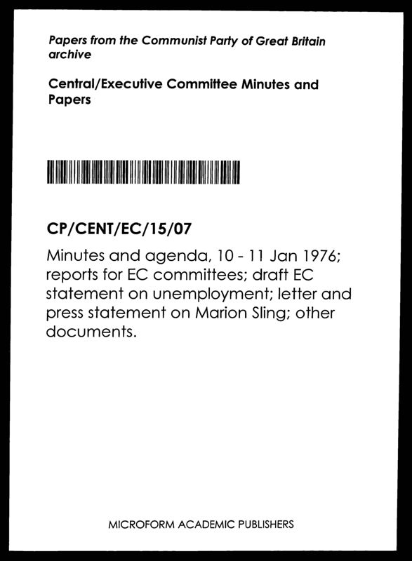 View document: Executive Committee minutes and adjacent material, January 1976.