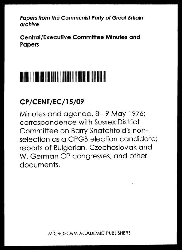 View document: Executive Committee minutes and adjacent material, May 1976.