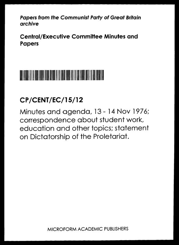 View document: Executive Committee minutes and adjacent material, November 1976.