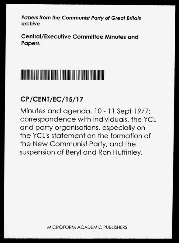 View document: Executive Committee minutes and adjacent material, September 1977.