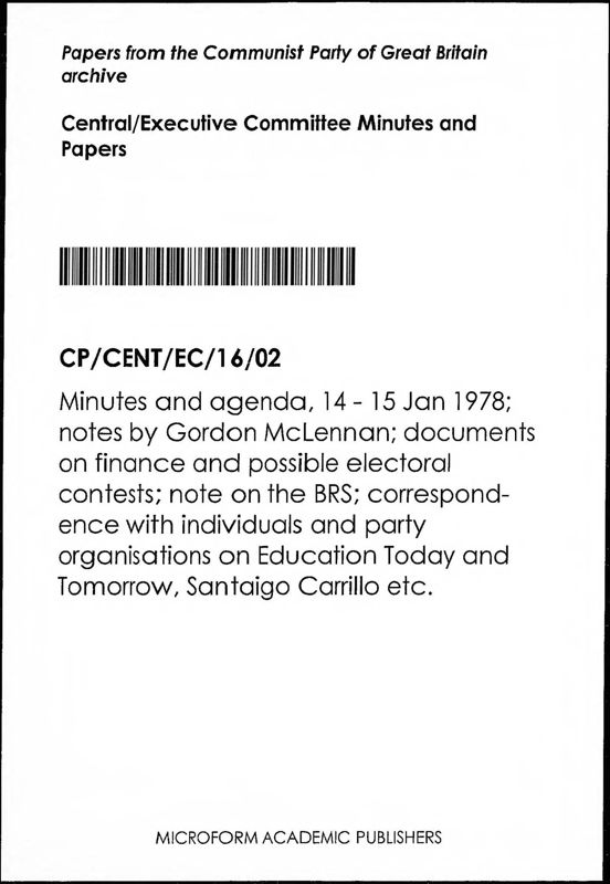 View document: Executive Committee minutes and adjacent material, January 1978.