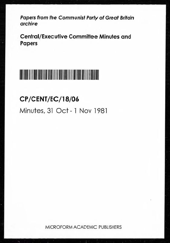 View document: Executive Committee minutes and adjacent material, October-November 1981.