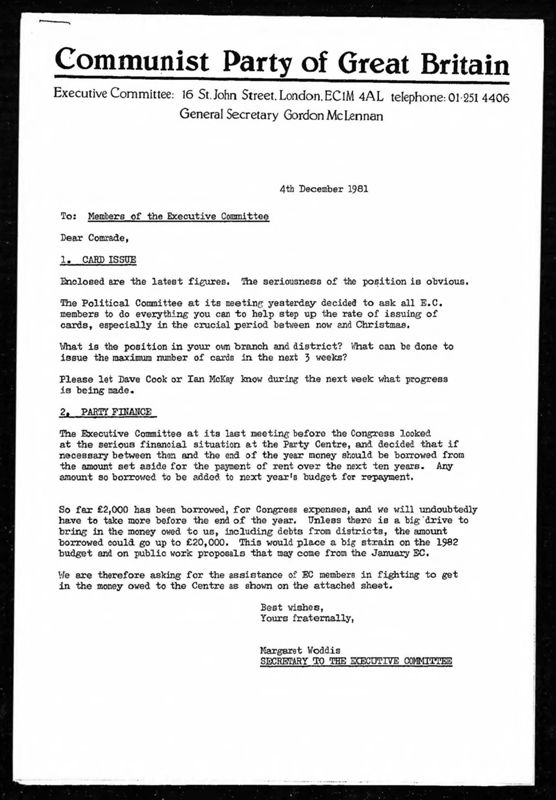 View document: Executive Committee minutes and adjacent material, January 1982.