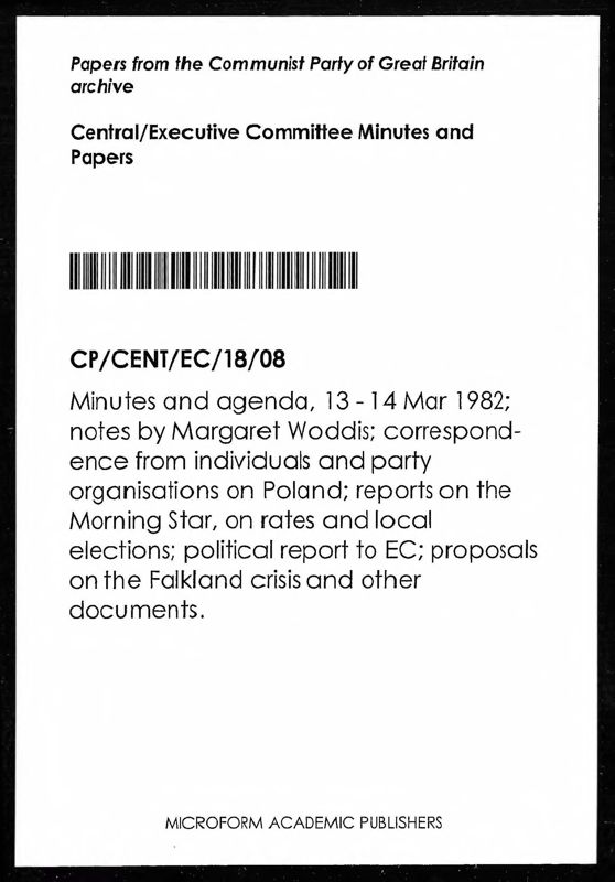 View document: Executive Committee minutes and adjacent material, March 1982.