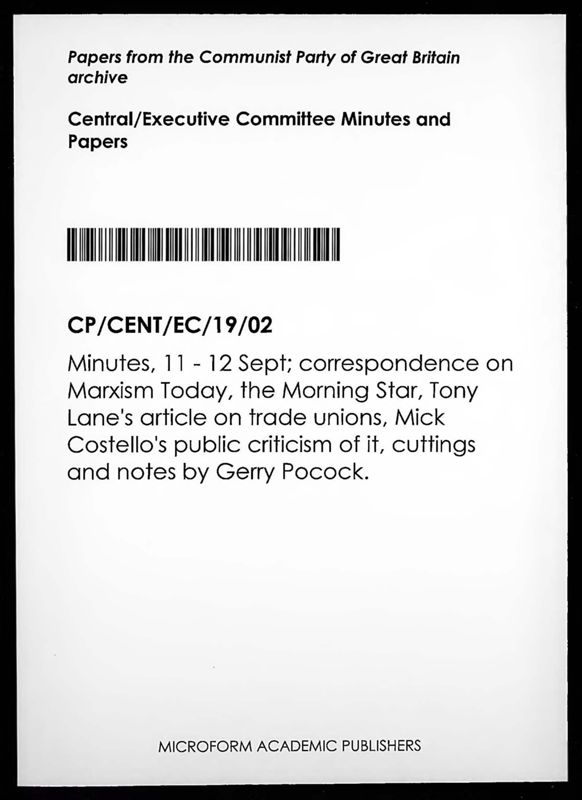 View document: Miscellaneous correspondence and notes, September 1982.