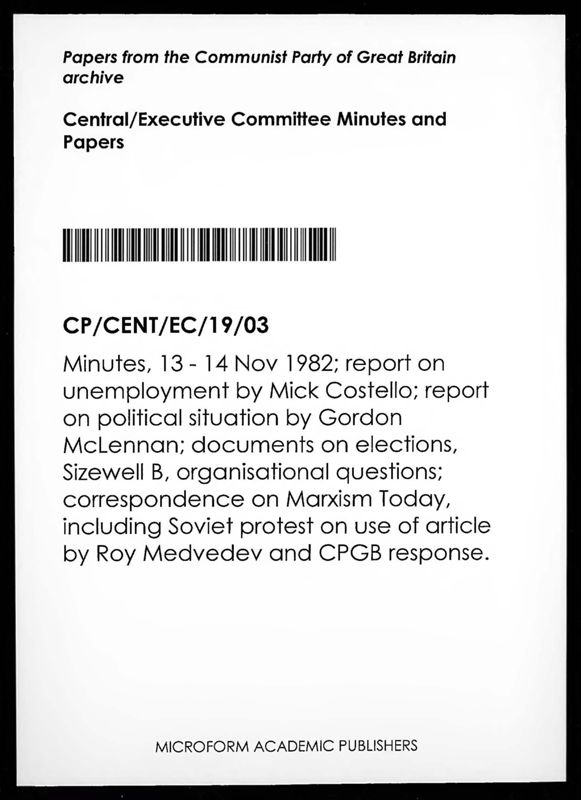 View document: Executive Committee minutes and adjacent material, November 1982.