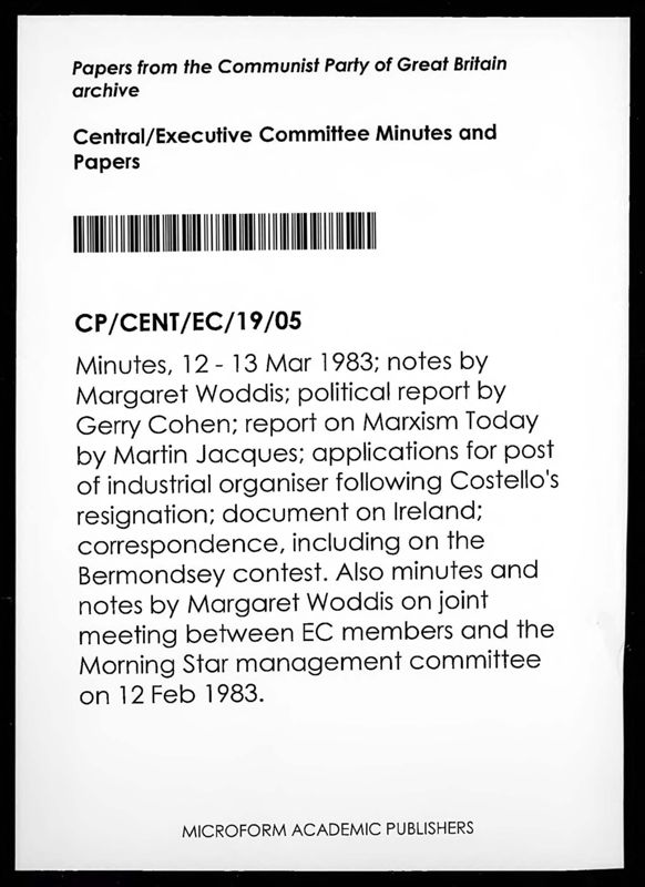 View document: Executive Committee minutes and adjacent material, March 1983.
