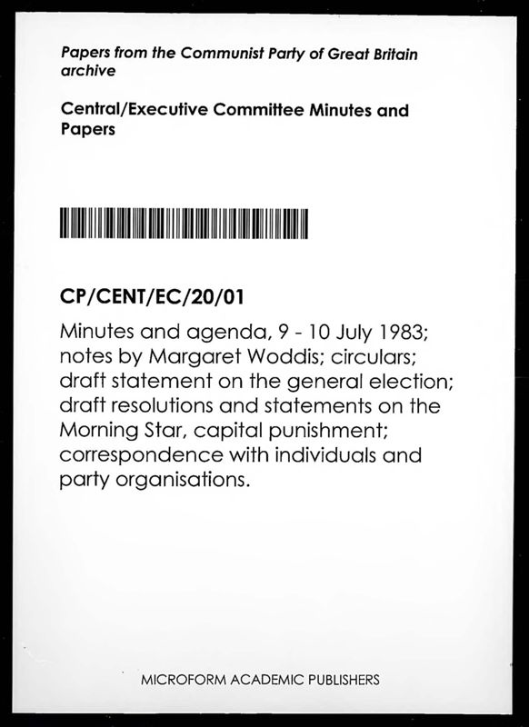View document: Executive Committee minutes and adjacent material, July 1983.
