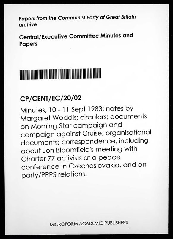 View document: Executive Committee minutes and adjacent material, September 1983.