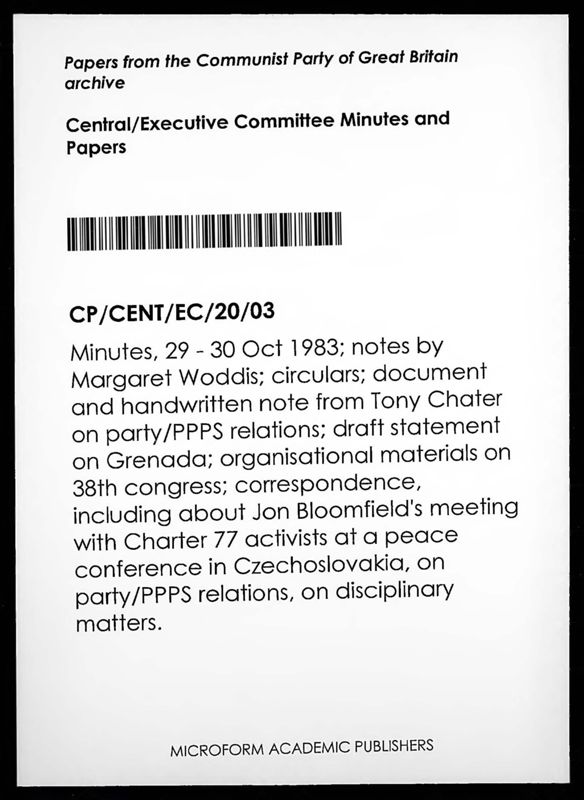 View document: Executive Committee minutes and adjacent material, October 1983.