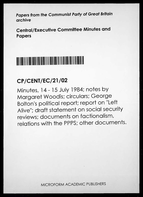 View document: Executive Committee minutes and adjacent material, July 1984.