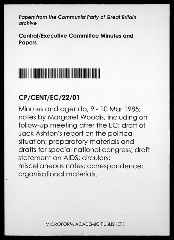 View document: Executive Committee minutes and adjacent material, March 1985.