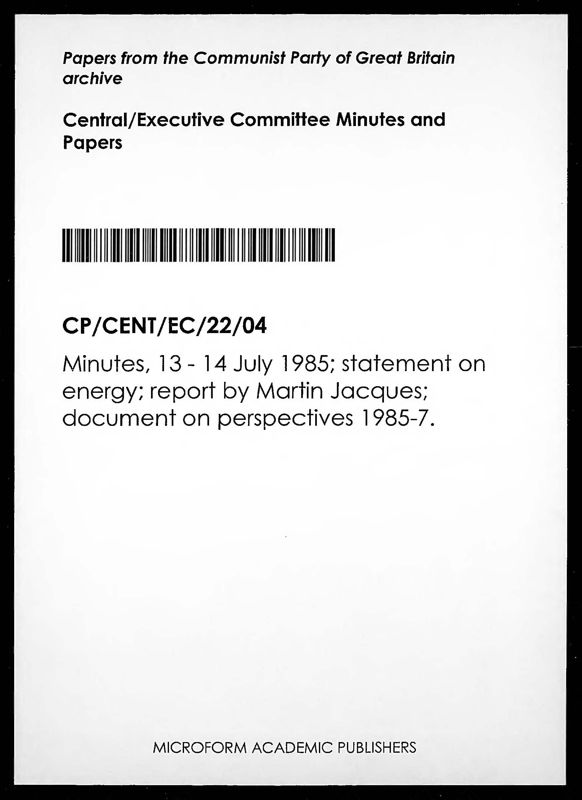 View document: Executive Committee minutes and adjacent material, July 1985.