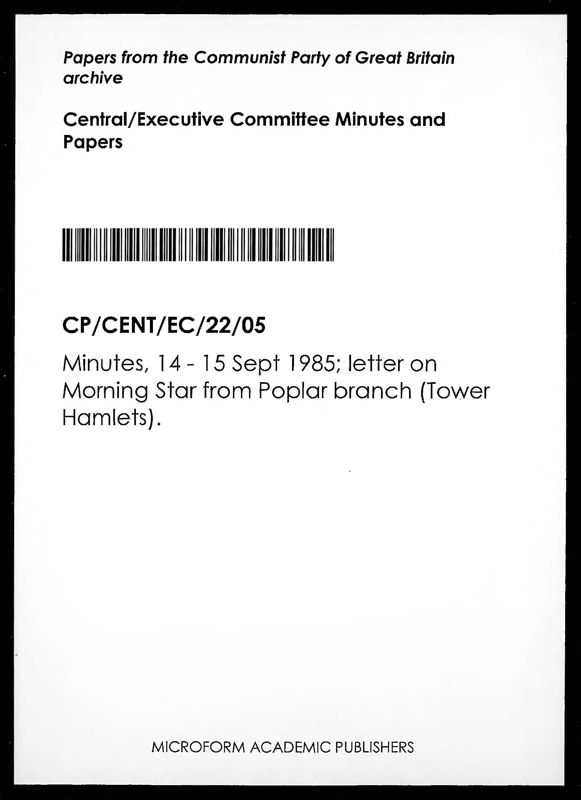 View document: Executive Committee minutes and adjacent material, September 1985.