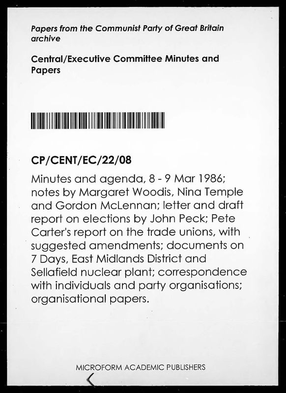 View document: Executive Committee minutes and adjacent material, March 1986.