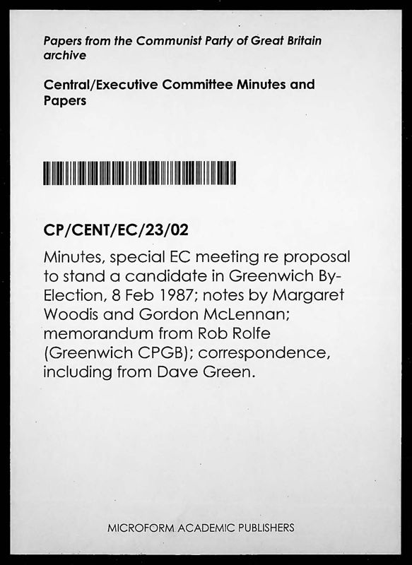 View document: Executive Committee minutes and adjacent material, February 1987.