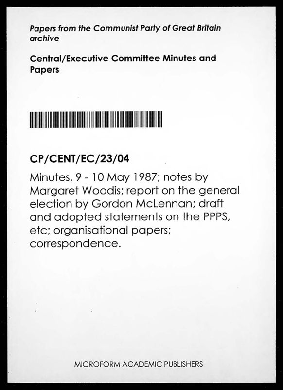 View document: Executive Committee minutes and adjacent material, May 1987.