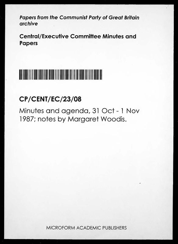 View document: Executive Committee minutes and adjacent material, October-November 1987.