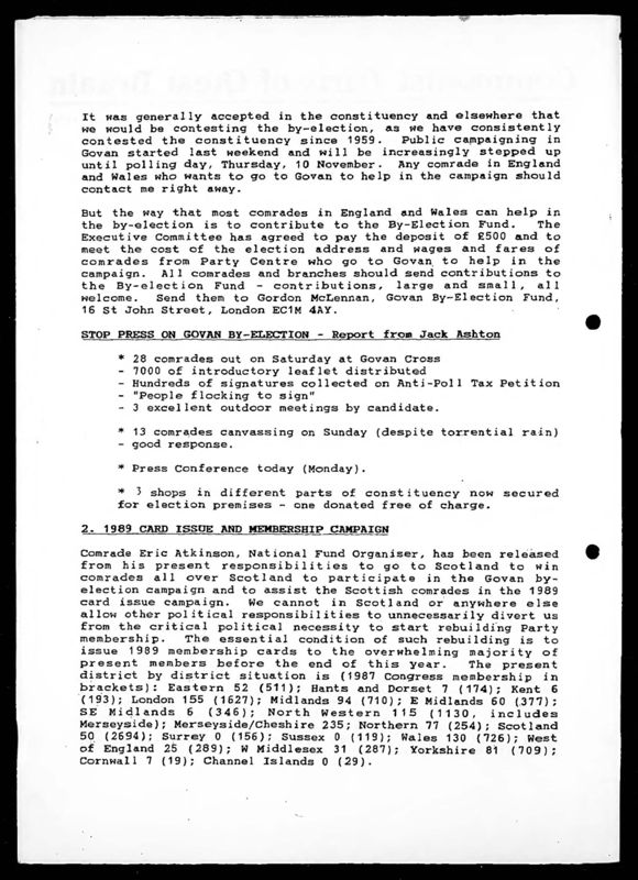 View document: Executive Committee minutes and adjacent material, November 1988.