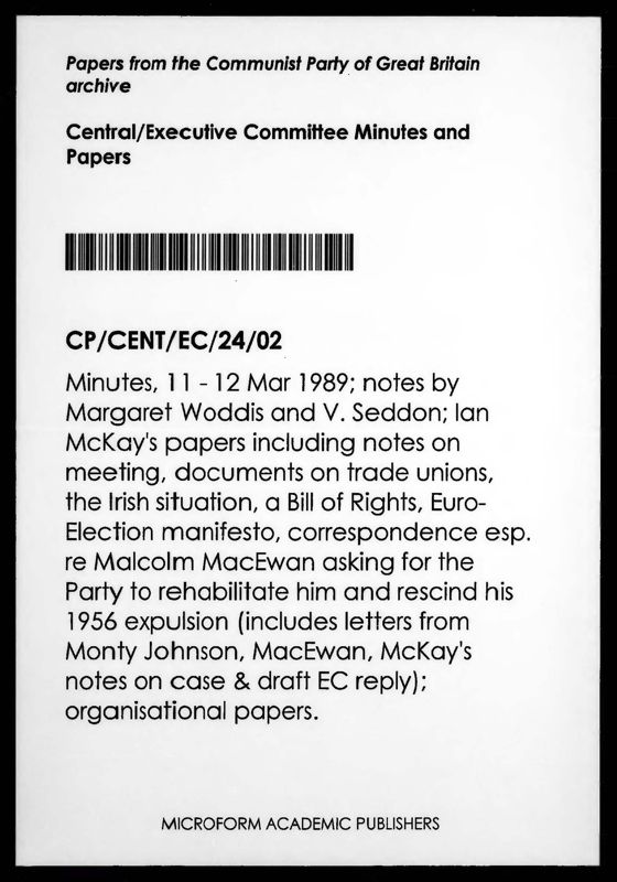 View document: Executive Committee minutes and adjacent material, March 1989.