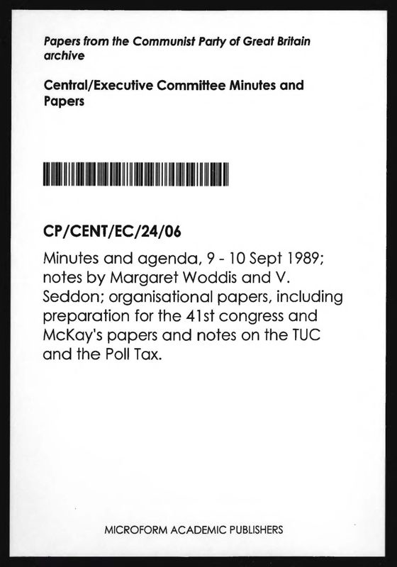 View document: Executive Committee minutes and adjacent material, September 1989.