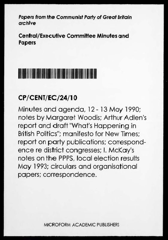 View document: Executive Committee minutes and adjacent material, May 1990.