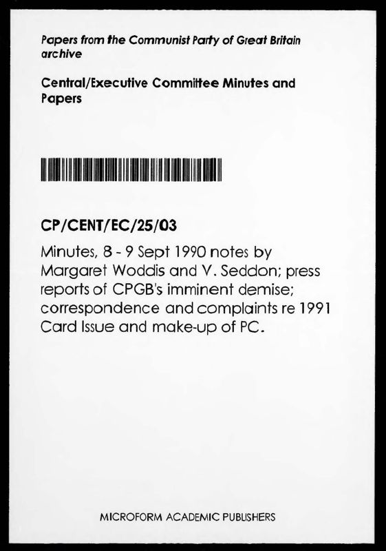 View document: Executive Committee minutes and adjacent material, September 1990.