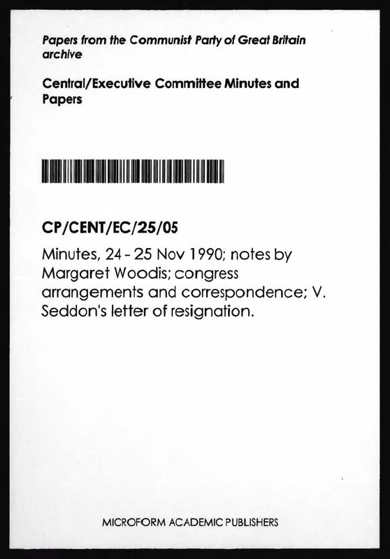 View document: Executive Committee minutes and adjacent material, November 1990.