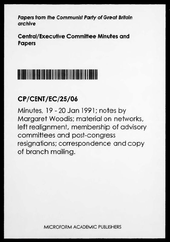 View document: Executive Committee minutes and adjacent material, January 1991.