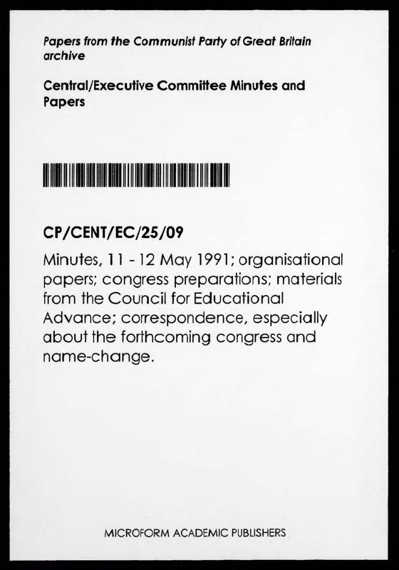 View document: Executive Committee minutes and adjacent material, May 1991.
