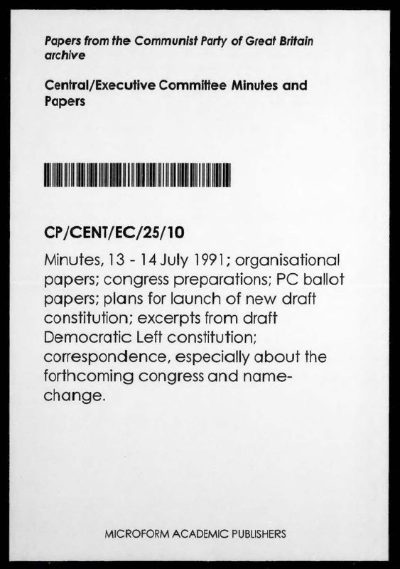View document: Executive Committee minutes and adjacent material, July 1991.