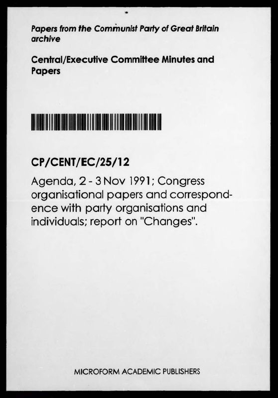 View document: Executive Committee minutes and adjacent material, November 1991.