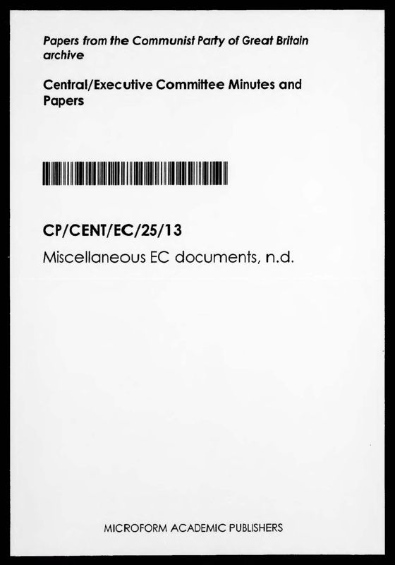 View document: Miscellaneous Executive Committee Documents, n.d..
