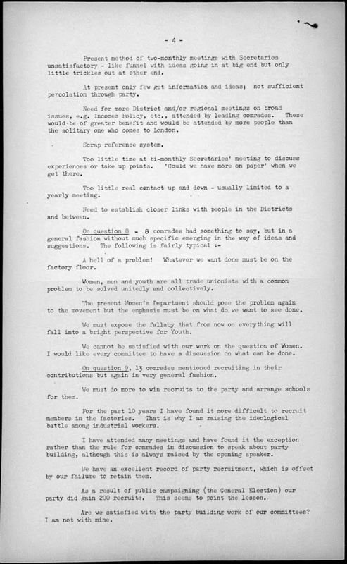 View document: CPGB reports on industrial work, 1963-1964.