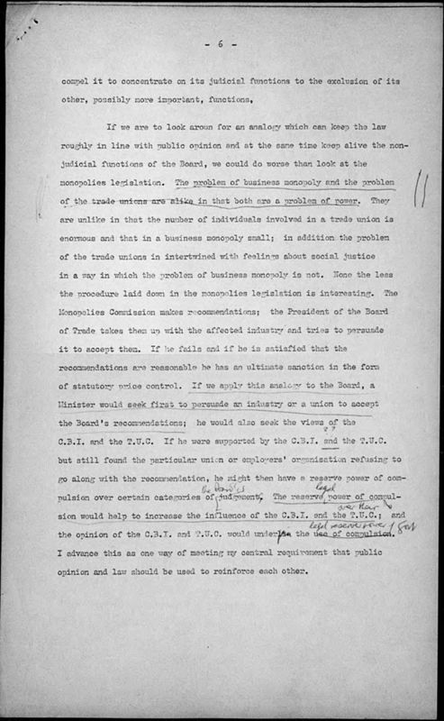 View document: Material from the Royal Commission on Trade Unions and Employers Associations, 1966.