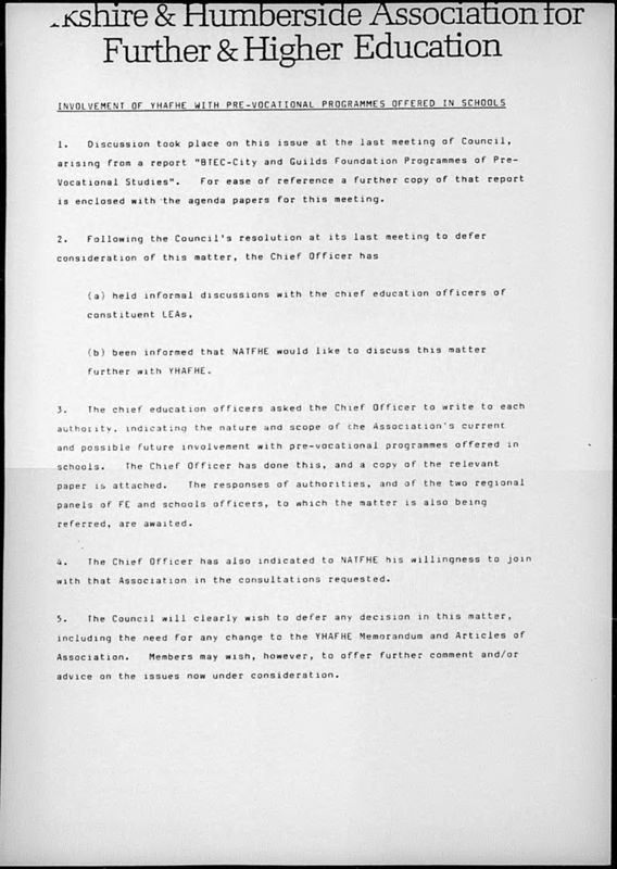 View document: Yorkshire and Humberside region files, 1984-1987.