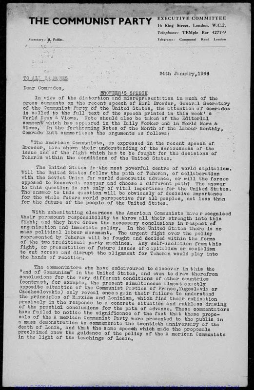 View document: Materials on Browderism and the Communist Party of the United States of America, 1944-1945.