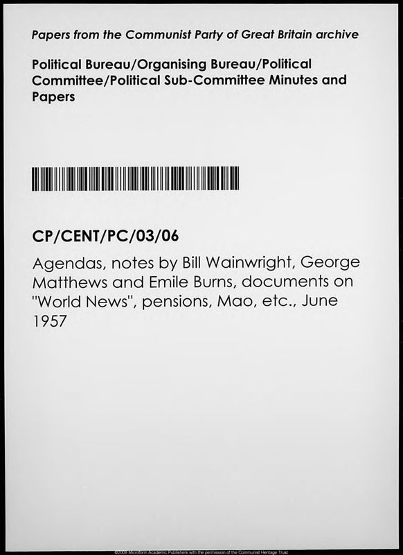 View document: Material from the Political Committee, June 1957.