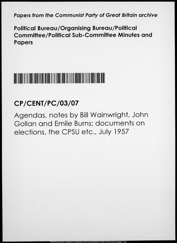 View document: Material from the Political Committee, July 1957.